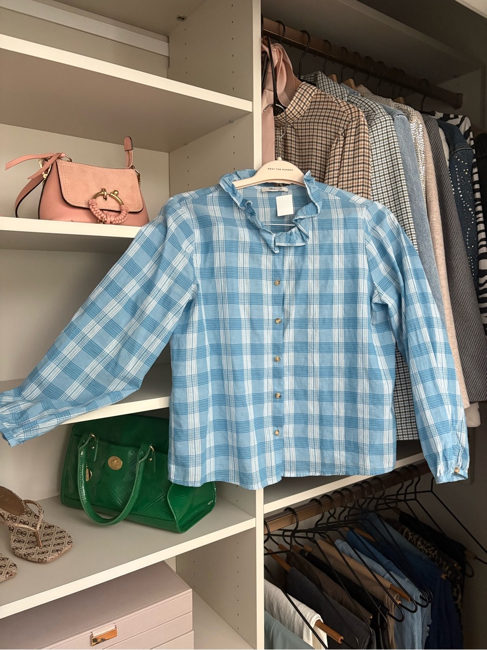 Madewell Light Blue Plaid Button-Front Shirt